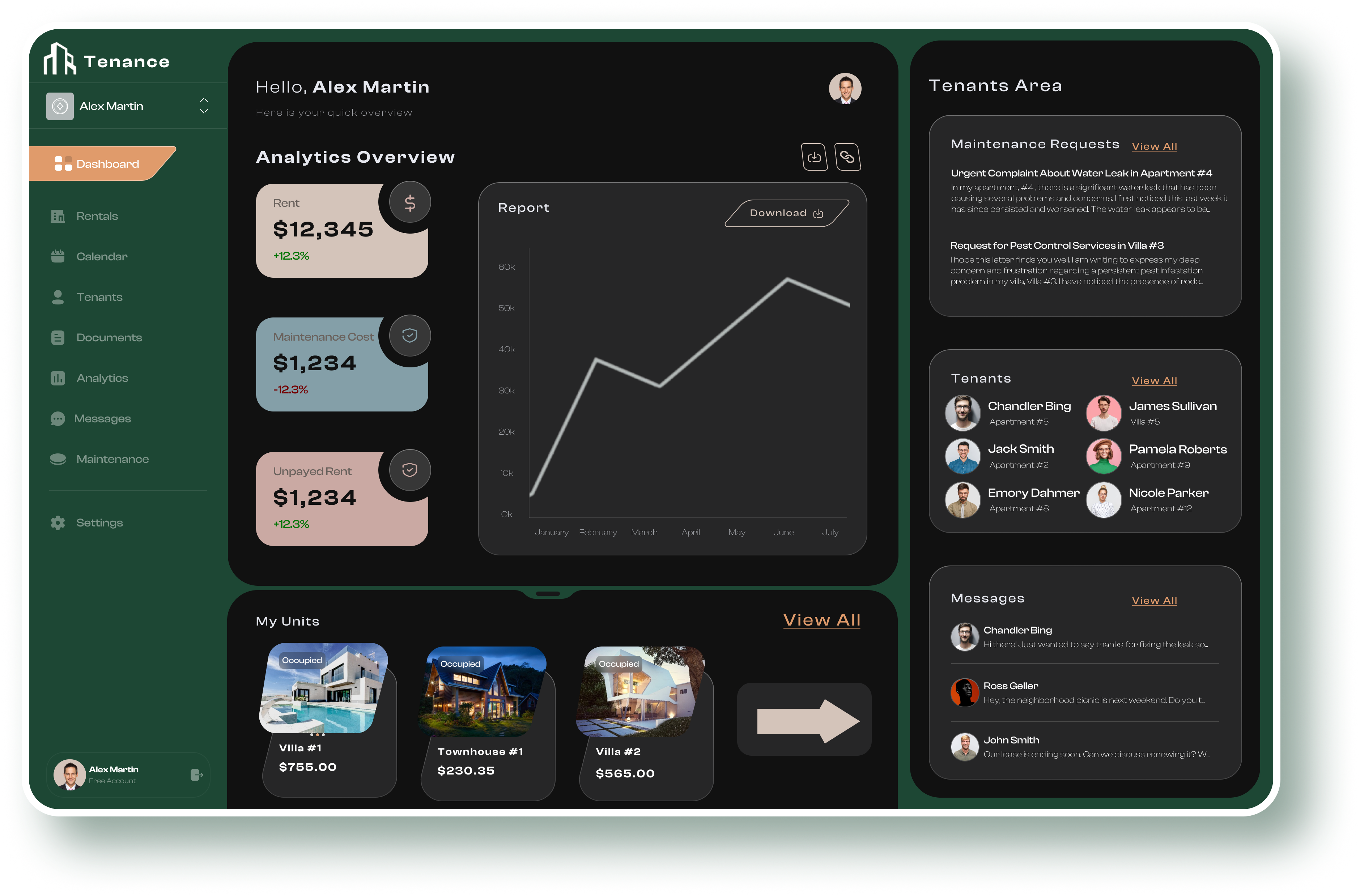 Preview of the Desktop app of the Property Management App