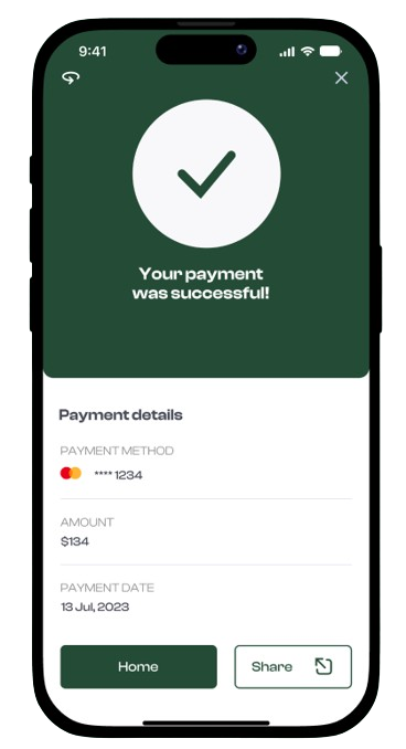 Payment page of the Property Management App